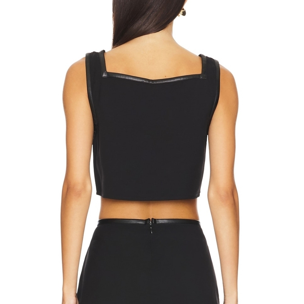 WeWoreWhat Black Leather Trim Crop Top - Picture 4 of 13